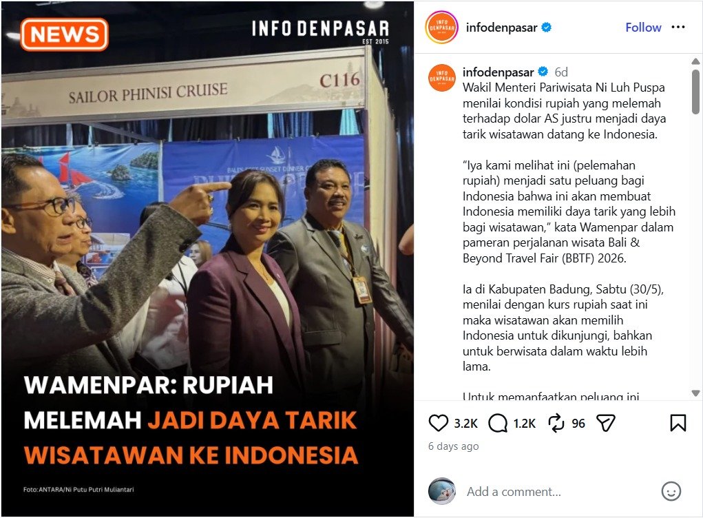 peritapimenulis's tweet photo. Ya jelas aja bule-bule makin betah tinggal di Indonesia. 

Selain living cost murah, pemerintah juga seolah fokusnya berat ke wisman.

Bayangin, mereka modal $1 di sini udah bisa makan &amp; minum.

Padahal di AS (per 2024), harga teh sekitar $3.74 dan kopi reguler sekitar $3.08 https://t.co/1fNgVl1aJr