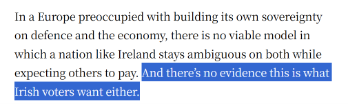 BigPaulieDoyle's tweet photo. Just four months ago a poll published by the Irish Times found that 71% of respondents want neutrality enshrined in the constitution https://t.co/zdiEZwsz3l