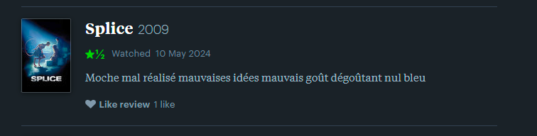 nomogramme's tweet photo. Des fois je me rappelle que je ferais jamais mieux que cette critique de Splice qu'a écrite Joffrey https://t.co/KxUus8OAt8
