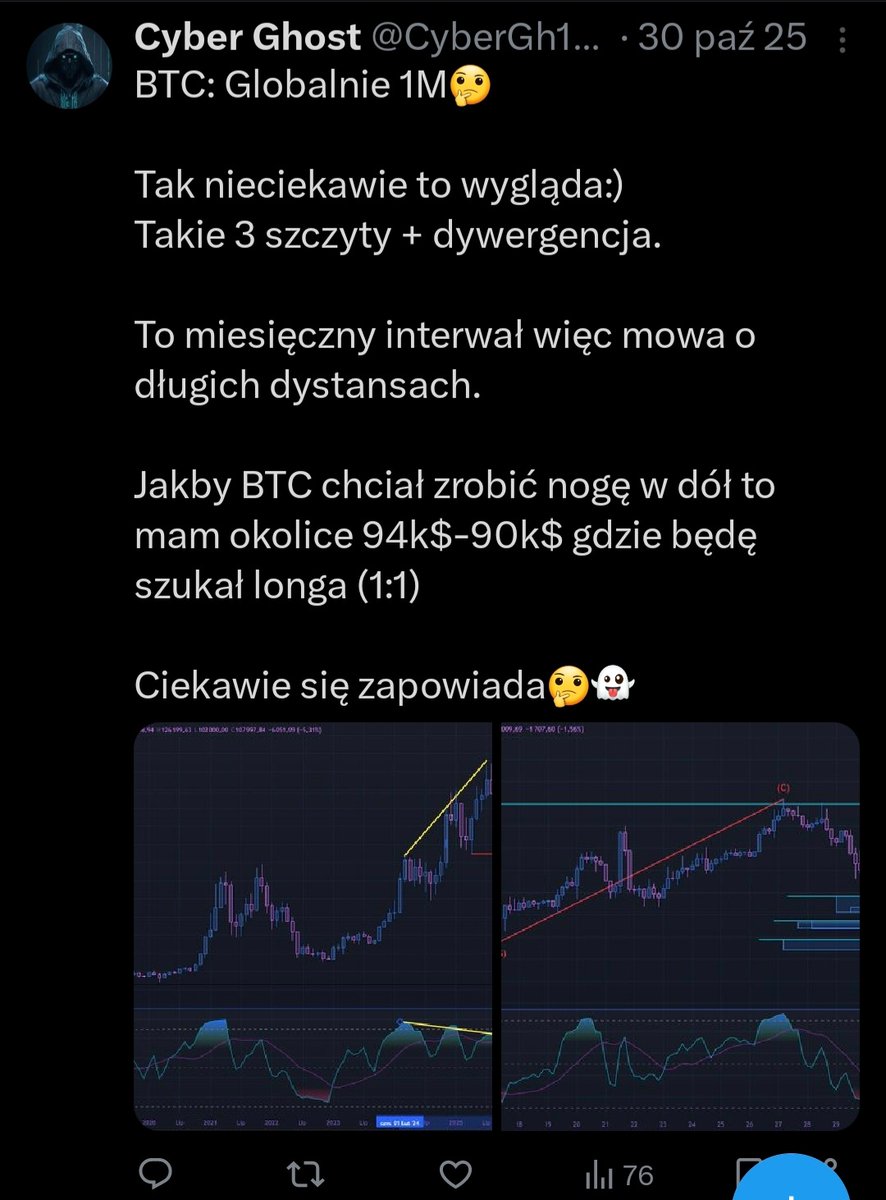 CyberGh15657251's tweet photo. BTC: Jak na razie Duszka szklana kula działa...

Natomiast fala B bardzo słaba myślałem, że wyżej poleci. Jest szansa na powtórzenie korekty log 1:1 okolice 30k$ ale jest i szansa zebrania się z 1 strefy dla tego...

To są moje 2 strefy skupowania BTC👻 https://t.co/kWEvSVSD3D