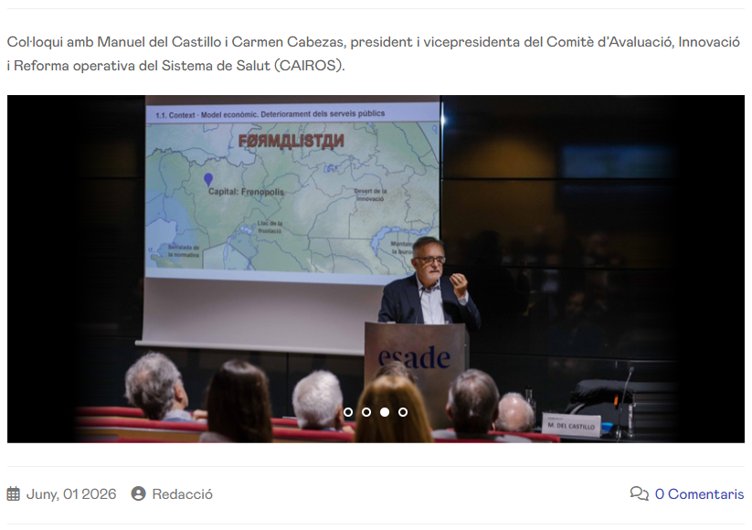 ESADEgov's tweet photo. "Avaluació, innovació, reforma operativa i sostenibilitat del Sistema de Salut"
https://t.co/598zthbBSm https://t.co/wVm1Vwhjwz
