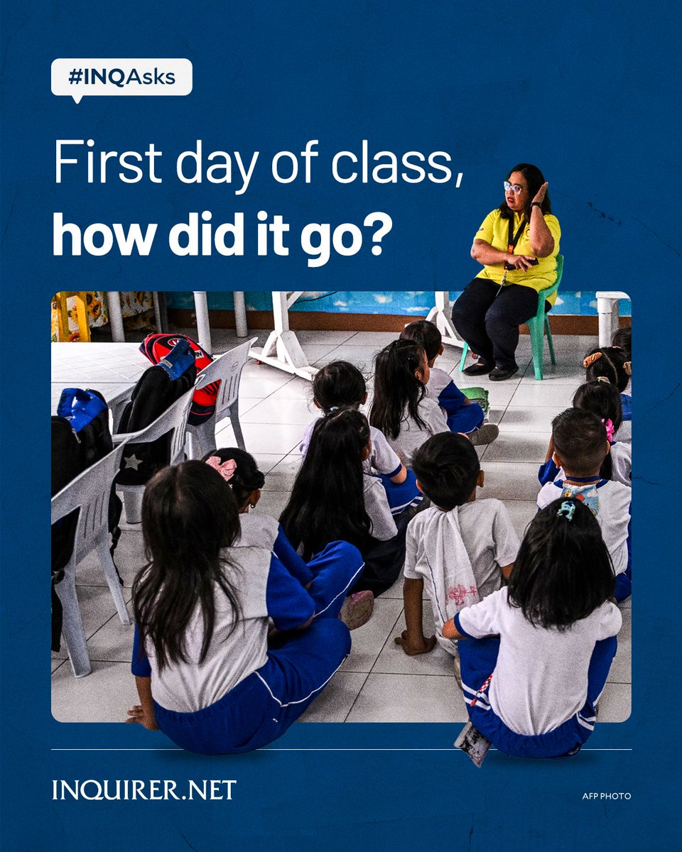 inquirerdotnet's tweet photo. #INQAsks: How was your first day back in class? 📚 https://t.co/0xB25236vK