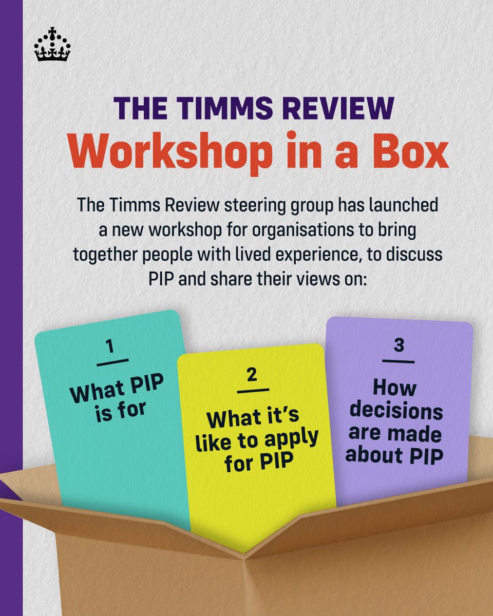 DWPgovuk's tweet photo. The Timms Review steering group is providing organisations the resources they need to deliver their own workshops looking at key issues with PIP

Find out how the newly launched Workshop in a Box will put disabled people at the heart of the Review https://t.co/Gzl0yOdffp https://t.co/ve4XLKsQvr