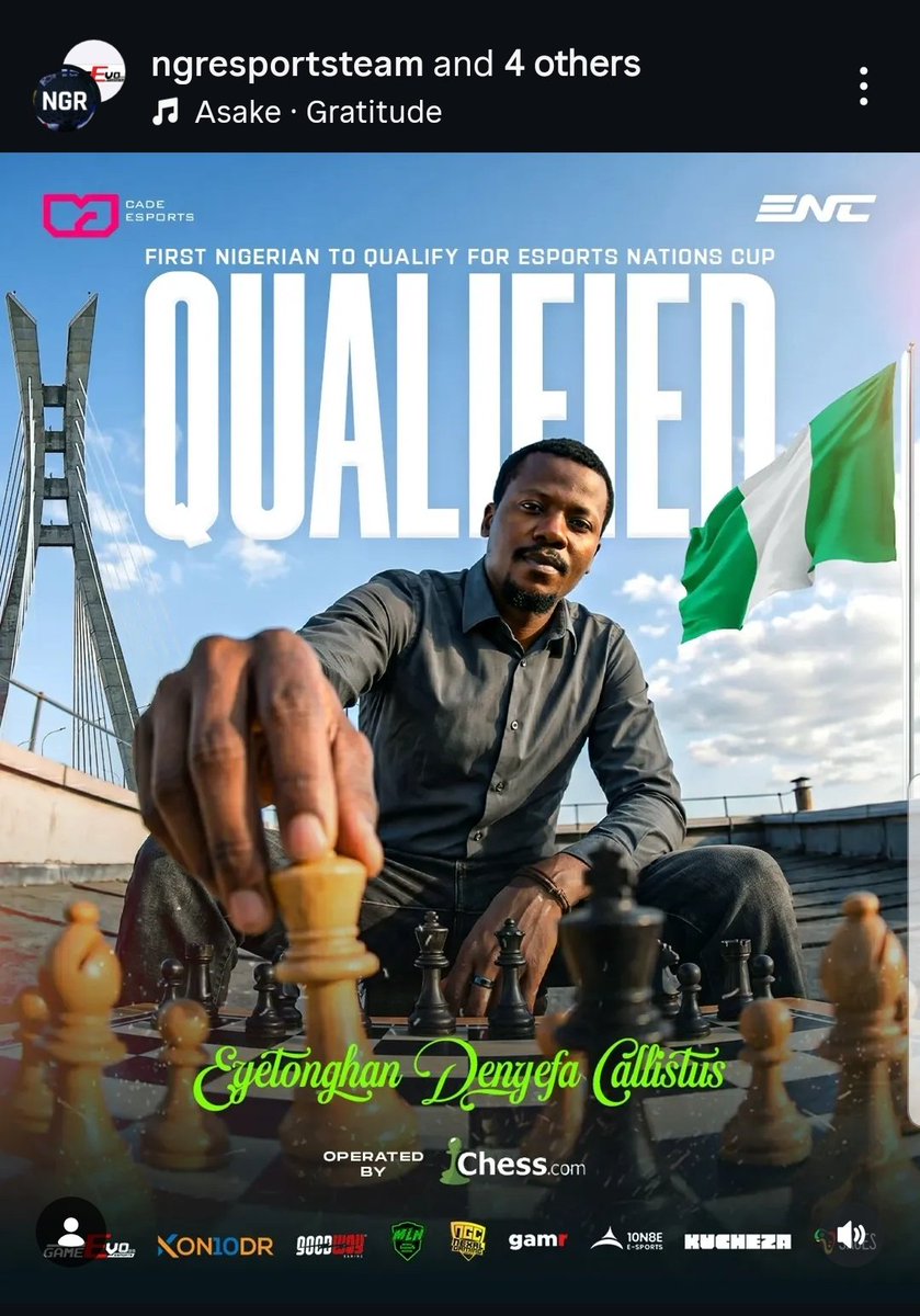 IF_ECHO00's tweet photo. BREAKING🚨: Eyetonghan Denyefa Callistus becomes the first Nigerian ever to qualify for the Esports Nations Cup (ENC) Chess Finals.

He joins an elite group of 9 African players set to compete in the grand finals,a historic milestone for Nigerian chess.

#ENCNigeria
 #Chess https://t.co/ea3O1XeyPo