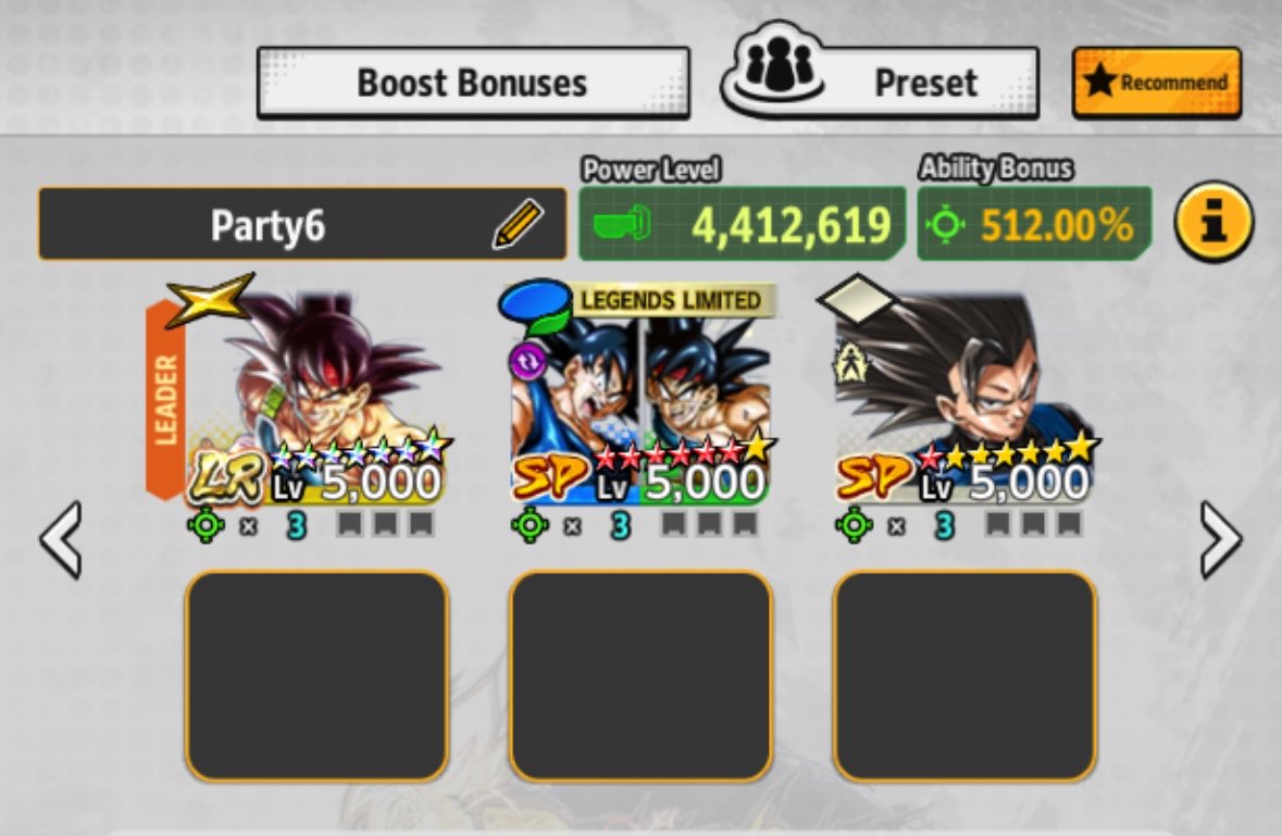 LimitHon_DB's tweet photo. Goku &amp; Bardock would gain an additional 60% permanent damage, while Shallot would get 30% with this setup if Goku &amp; Bardock receive a Zenkai buff https://t.co/FlwD31XGeL