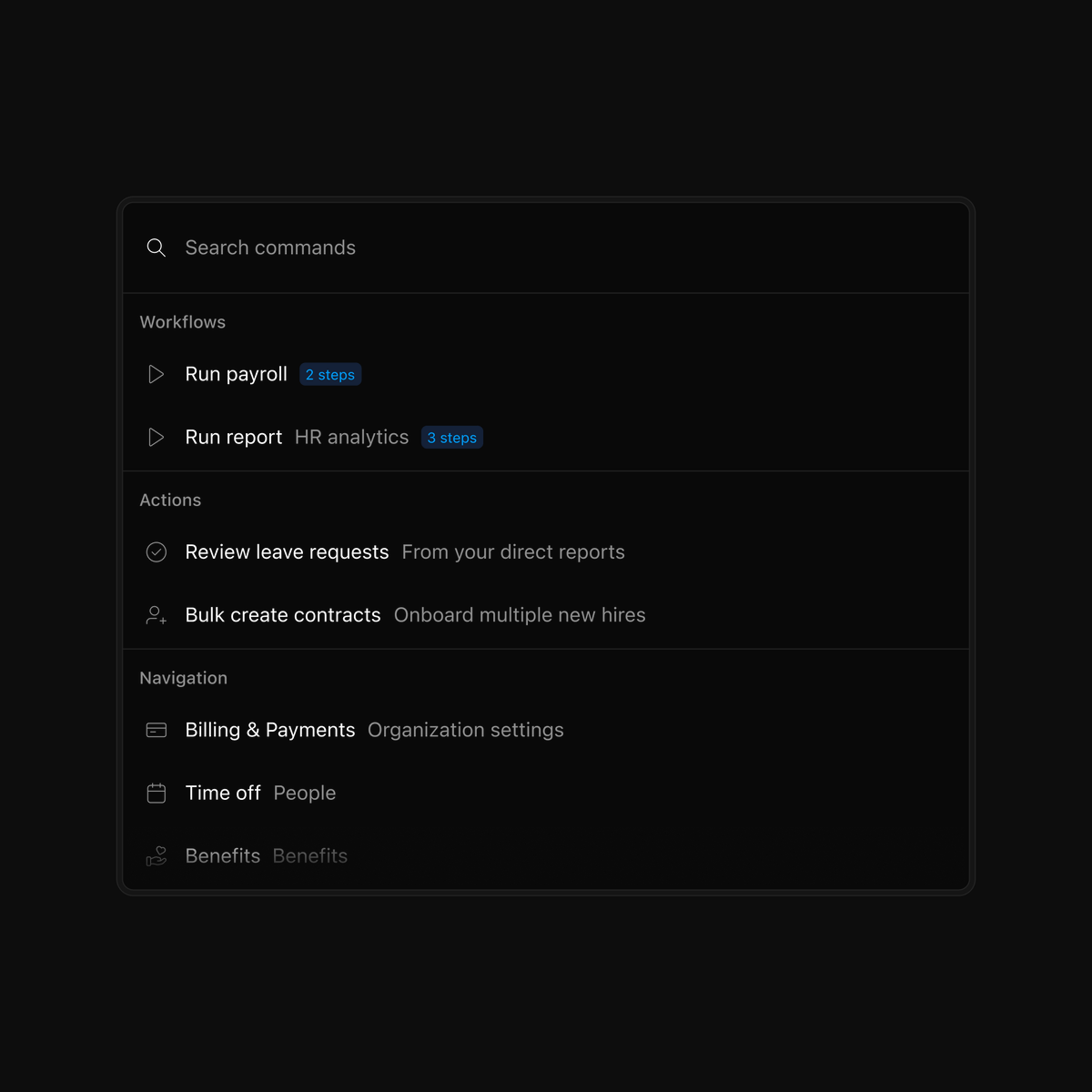 Command menu