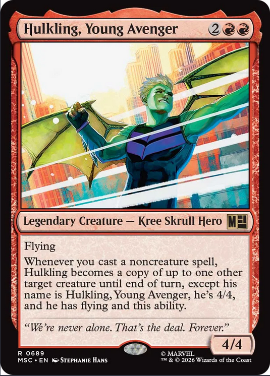 BillyKaplanUpd's tweet photo. The "Hulkling, Young Avenger" Magic: The Gathering card has been officially revealed! 

"We're never alone. That's the deal. Forever" 🔥 https://t.co/QTBMG0Dad8