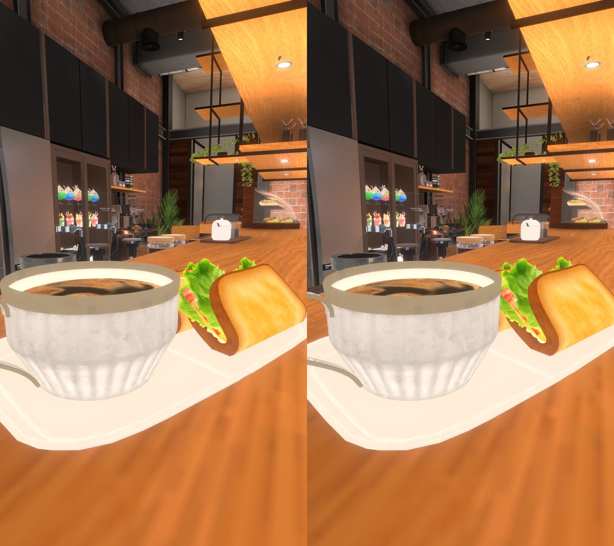 YUI_CHAN_2112's tweet photo. If you cross your eyes until the two images overlap into three, the middle image will appear in 3D—just like the experience in VR. 👁️➡️⬅️👁️
#VRC #VRChat #VRChatTH #YUICHAN https://t.co/X3GFiMao3f
