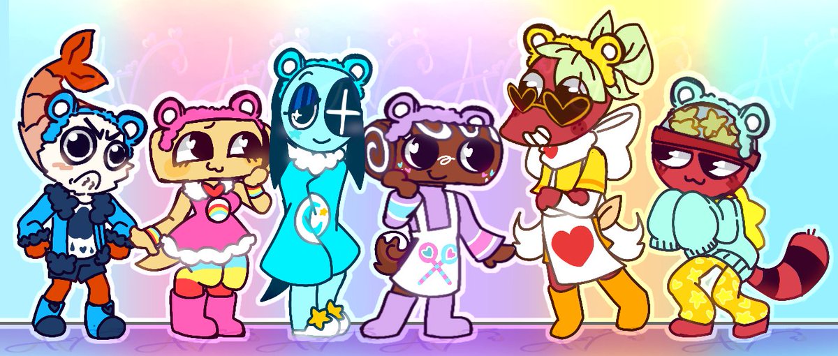Cloud9Av1an's tweet photo. Aahhh-- CARE BEARS!!! 
Who else ADORES this collab? They look so cute!!! Oh my gosh ><

♡
#dandysworld #carebears #dandysworldcarebears #digitalart #artist https://t.co/7rv17RZ7L3