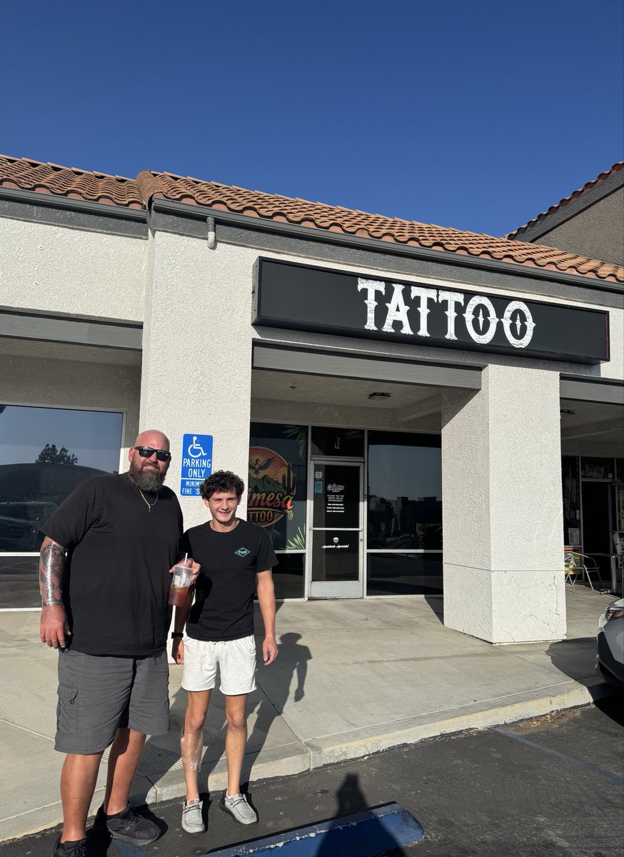 vicnric's tweet photo. Our Charlie got his first tattoo! 👏🏽🤩 Ric told him he would get one with him when he got his first one, they each got an American flag! 🫶🏽🇺🇸 Charlie’s was 3 hours long, he was very brave! 💪🏽 #firsttattoo #bonding https://t.co/jtzAbvbIA0