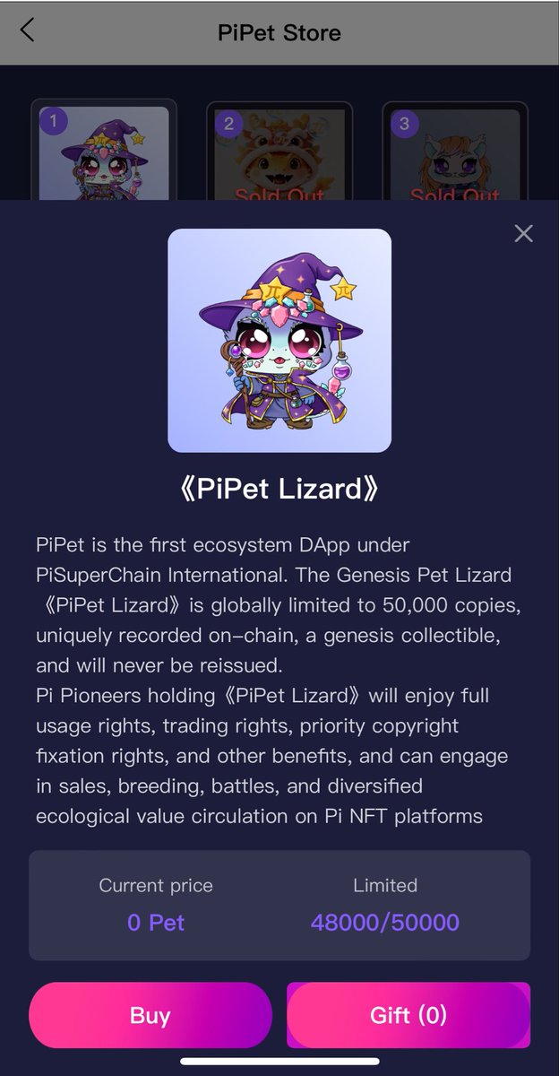 PiSuperChain's tweet photo. Announcement of the release of PiPet Genesis Lizard Blind Boxes

PiPet is the first NFT pet-cultive game project based on the world's most accessible blockchain-based ecosystem, Pi Network.

open https://t.co/5rM0DqBgxZ   or https://t.co/An87SE3zcc with pi browser to join in.

PiPet Genesis Lizard Release Plan & Rules
(1) Official Purchase Start Time: 08:00 UTC+0, June 13, 2026
    China Region: 16:00 (4 PM);
    Vietnam Region: 15:00 (3 PM);
    South Korea Region: 17:00 (5 PM);
    UK Region: 09:00 (9 AM);
    Brazil Region: 05:00 (5 AM);
    US Region: 04:00 (4 AM);
    Japan Region: 17:00 (5 PM);
    Germany Region: 10:00 (10 AM);
(2) Total Release Quantity: 50,000 Genesis Generation-0 Lizards
(3) Purchase Method: Random blind box draw; each lizard comes with 0 to 8 random rare traits
(4) Promotional Price: 800 Pet
(5) Original Regular Price: 5,000 Pet
(6) Promotion Duration: 7 calendar days
(7) Eligible Users: All platform users

## Important Notices:
1. Listing, breeding and renting functions for Genesis Lizards will be suspended throughout the promotion period and restored once the promotion ends.
2. A reserve stock of 2,000 Genesis Lizards will be set aside for users holding Genesis Lizard Redemption Vouchers to claim after the promotional event closes.

@PiSuperChain @anderson_ninna @PiNetworkAL @PiCoreTeam @PiNewsMedia @BSCNews @PiNewsZone @PiQueenMeta @NEWS_Pii @CoreNews_2 @pkhr2013 @taekwonpig_ @okx @nkokkalis @Chengdiao @coffeedosa @PiCoreGroup @PiPioneersX @ZiyangPi @WoodyLightyearx @PlayCiDi @openmind_agi @hackapreneur @okere_eberechi @dorisyincpa
#Pi #PiNetwork2025 #PiPet #PiNetwork #NFT #Crypto