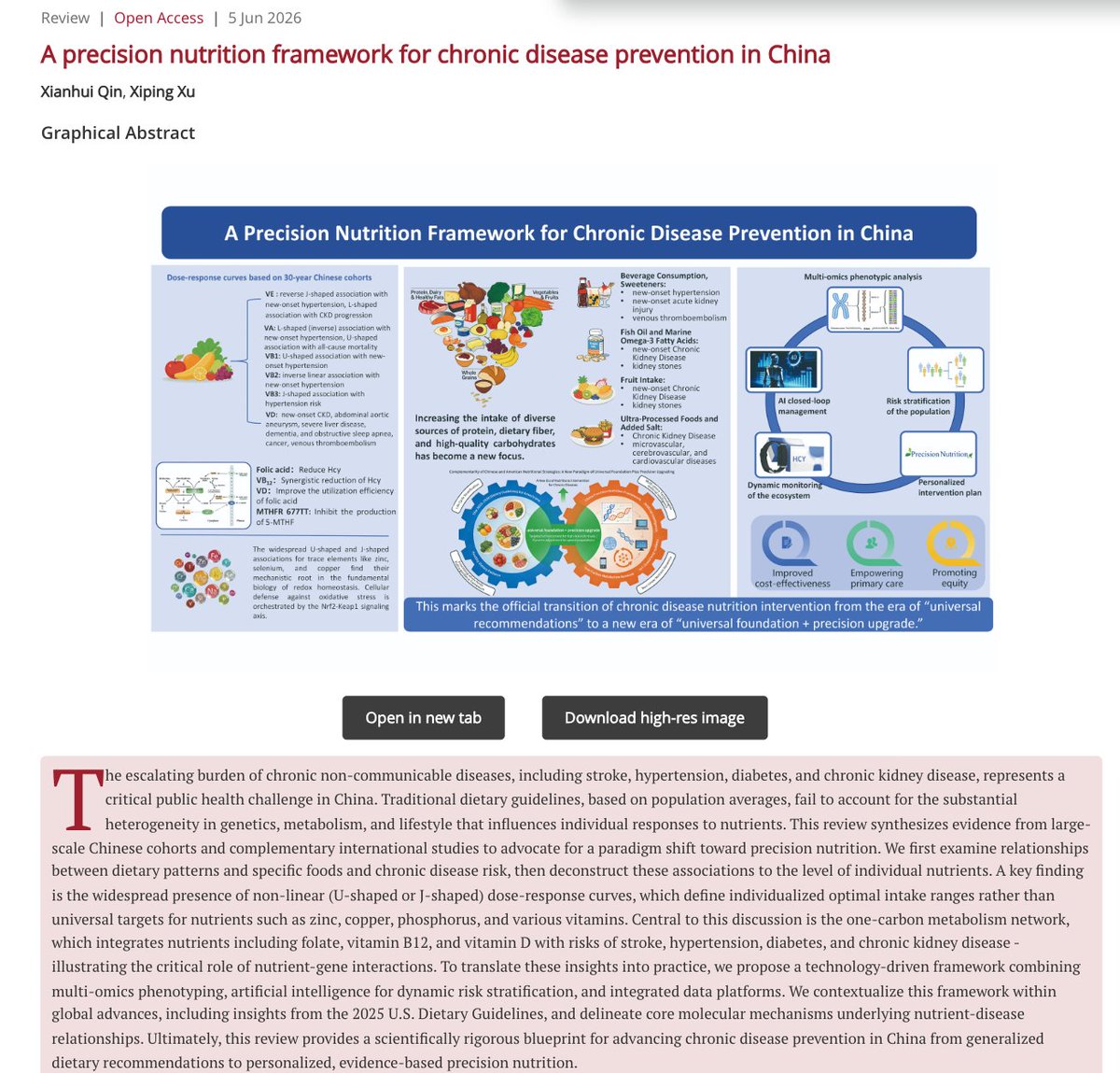 ElementRsearch's tweet photo. 📢 Newly published Review!

A precision nutrition framework for chronic disease prevention in China

📖 Read the full article:
 https://t.co/cJWdWMeM9k

#PrecisionNutrition #PublicHealth @RomanCarvajal @nutrition_facts @mercola @JudithWellens @JohnPeter_GMall @prscap @TomVBerghe https://t.co/YXFpb1VpJO