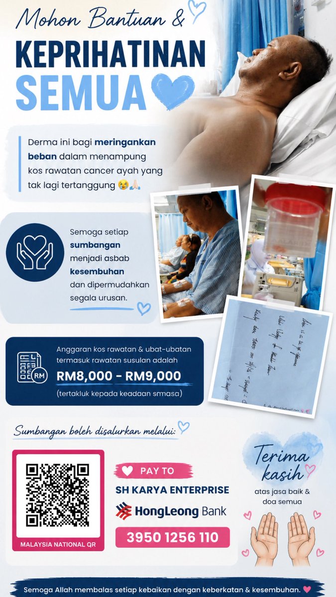 TeamHustlers0's tweet photo. Dengan rendah hati saya ingin memohon sedikit bantuan untuk ringankan beban mama dan ayah tiri saya di sarawak 😢🫶🏻. Mama dibuang kerja beberapa kali untuk menjaga ayah yg disahkan bladder cancer type 2. Maaf saya diposisi terpaksa minta bantuan awam.. Tolong repost pun saya okay https://t.co/9FLcf5PXpb