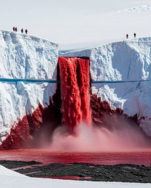 AcervoCharts's tweet photo. Existe uma “Cachoeiras de Sangue” na Antártida.

O tom vermelho é resultado da oxidação do ferro presente na água extremamente salgada. https://t.co/FqNBMD0ya4