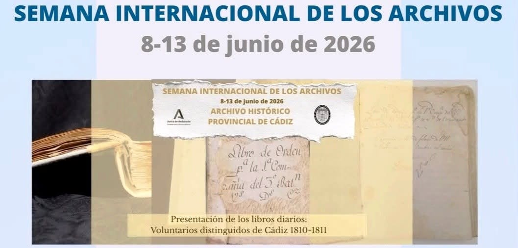 AhpCadiz's tweet photo. Presentación Libros Diarios Voluntarios Distinguidos de Cádiz (1810-1811)

Hoy Lunes 8 de junio, a las 10:00h presentamos en el Archivo, los "Libros Diarios de la 1ª Compañía del Regimiento de Infantería de Línea del cuerpo de Voluntarios Distinguidos de Cádiz, años 1810 al 1811" https://t.co/UUyow2aHcE