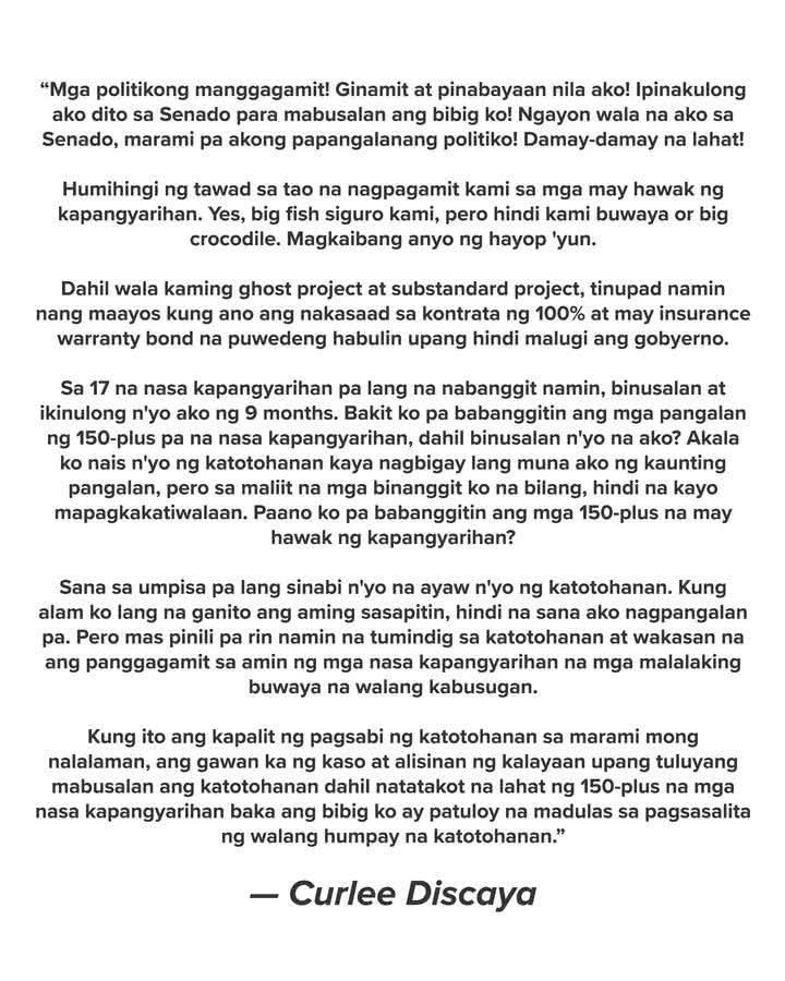 Gerbi_23's tweet photo. BREAKING: CURLEE DISCAYA: “MAY 150-PLUS PA AKONG PAPANGALANANG PULITIKO!”

Gawin mo ang tama, Mr. Curlee Discaya. Para sa bayan naman. 🇵🇭 https://t.co/cSITMJd57D
