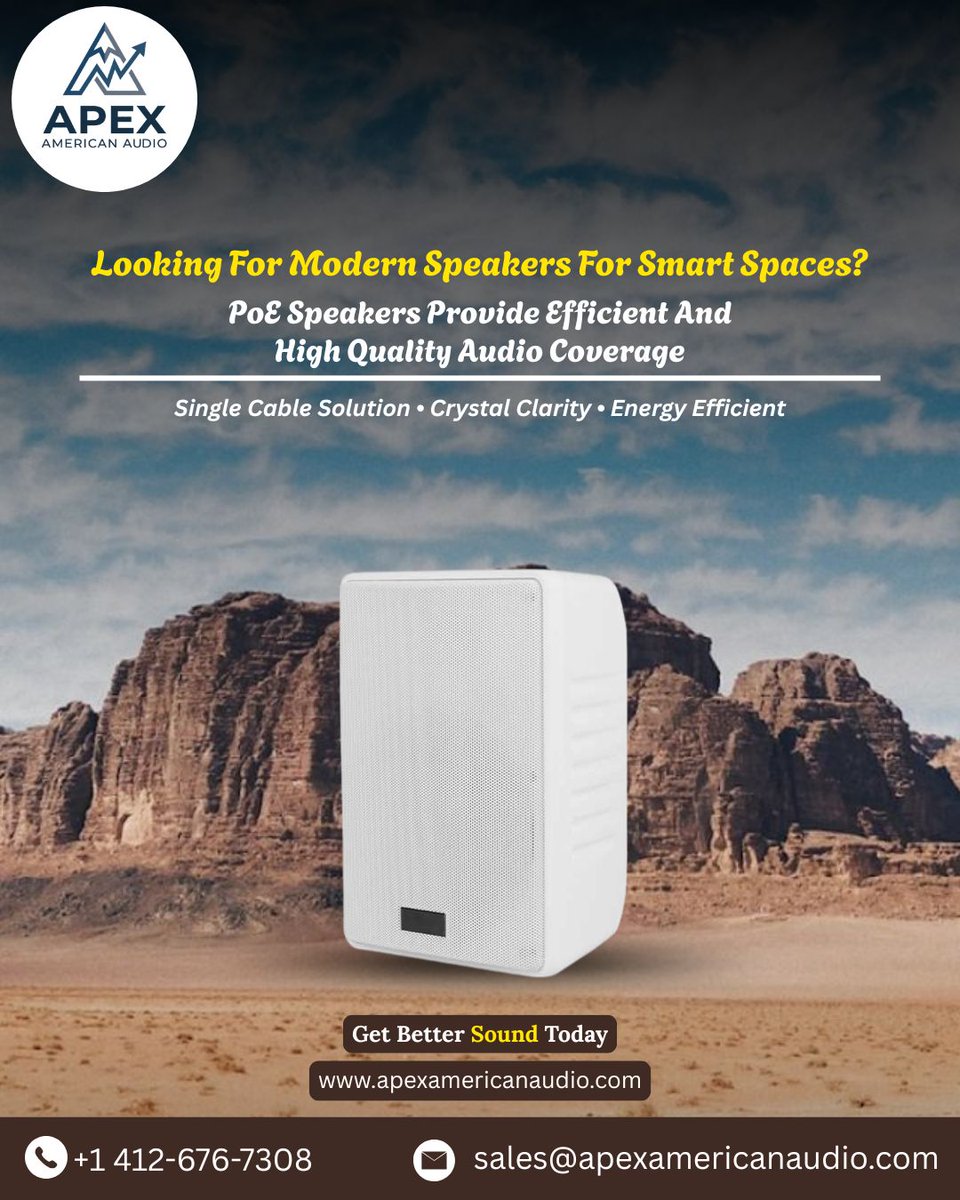 apexameric's tweet photo. Apex American Audio offers advanced PoE Speakers designed to deliver high-quality audio with simplified installation and efficient performance. 
🌐 https://t.co/eKwbeBQqNQ

#ApexAmericanAudio #POESpeakers #SmartAudio #CommercialAudio #AudioSolutions https://t.co/Xy81pVAFLO