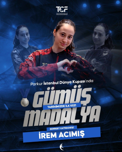 GSB_Adana's tweet photo. 🥈🇹🇷 Tarihi başarı!

Adanalı milli sporcumuz İrem Acımış, İstanbul'da düzenlenen Parkur Dünya Kupası Kadınlar Serbest Kategorisi'nde gümüş madalya kazandı.

Bu madalya, Türk parkur tarihinin ilk Dünya Kupası madalyası olarak kayıtlara geçti.

Sporcumuzu tebrik ediyoruz! 👏 https://t.co/xiKnWWrD0C