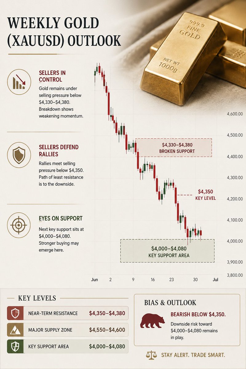chandra_sw6788's tweet photo. #Gold remains bearish below $4,350.
Resistance: $4,350–$4,380 | Support: $4,000–$4,080.
Watch for seller control on rallies.
#forex #ChristianEriksen #Bessent #uk #TechnicalAnalysis #MarketAnalysis #TradingView
Join my community https://t.co/gp57v2OSgm https://t.co/gGom2ryE0B