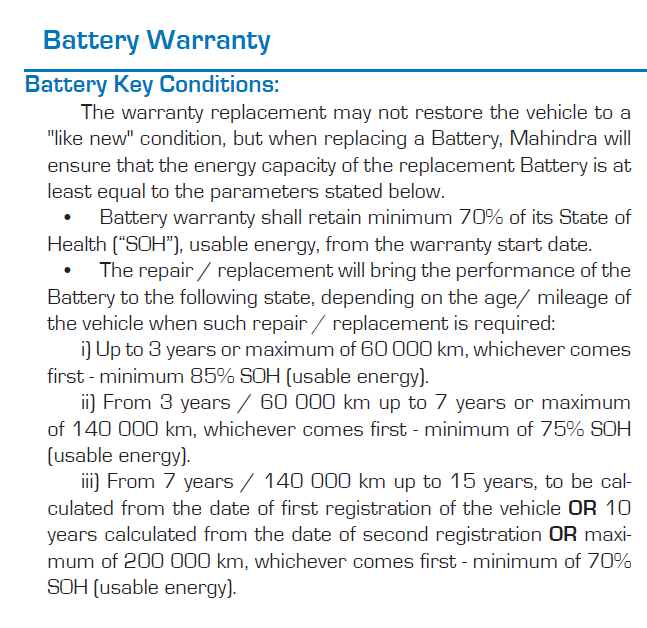 DrGaganS's tweet photo. @RajeevGanesh1 @Saurabh_TyagiX I am in my fourth year and I see no range drop in my Nexon. Also, Life time warranty has clearly defined SOH, Mahindra says below 8-15 years it will replace battery if SOH is less than 70% - in writing. I mean, I dont get what more needed. https://t.co/ARE2XDEXhT