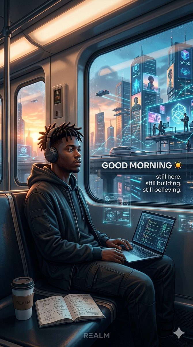 web3_Realm__'s tweet photo. Gm Ct☀️

some mornings don’t feel loud or motivational.

sometimes it’s just:
waking up,
showing up again,
and continuing the journey quietly.

still balancing life,
learning,
creativity,
engineering,
ideas,
dreams,
and the pressure to become something greater than where i started.

but we move.

still building.
still observing.
still creating.

REALM✍️🏾