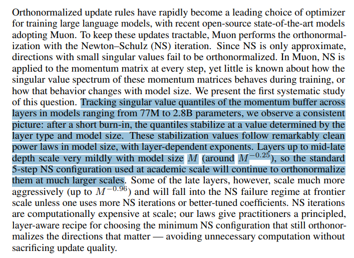 prompt_Tunes's tweet photo. i've been observing mixed results for non transformer backbones tbh (might be a skill issue) but another angle to reason about training behavior that i found in this paper was to observe the singular value spectrum of the momentum buffers during training. https://t.co/Up58NUrWtB