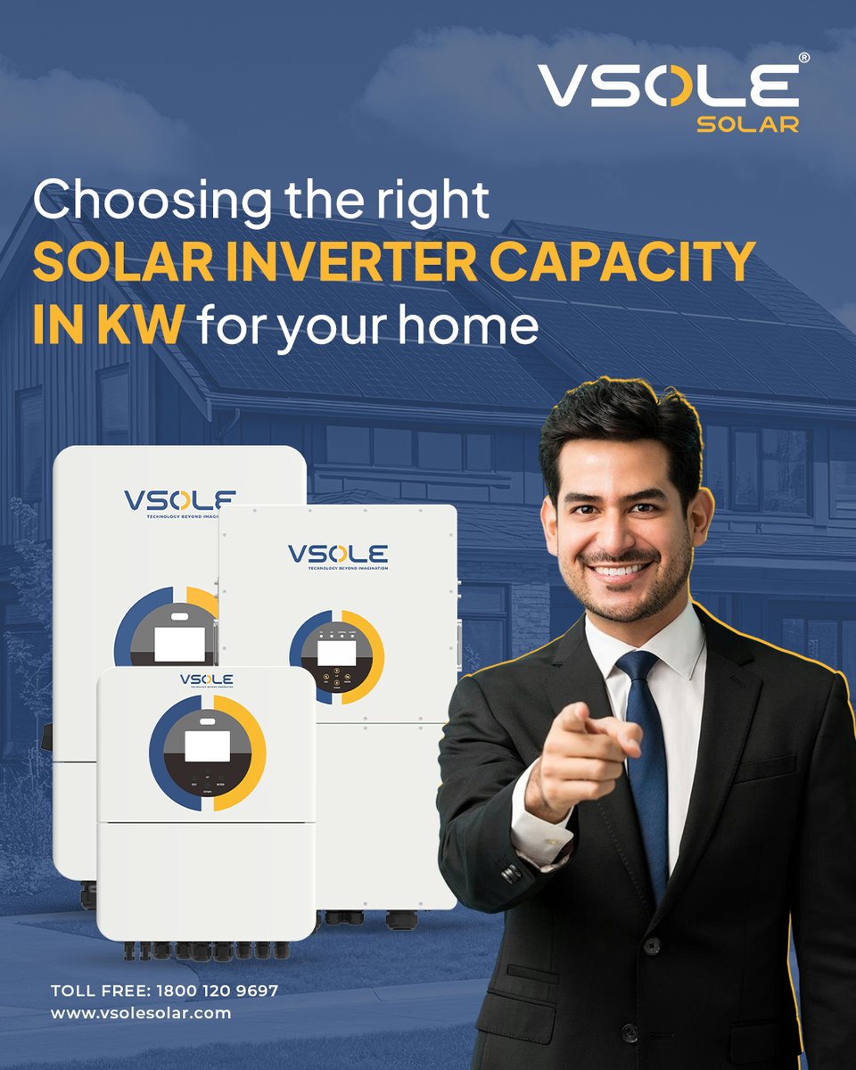 VsoleSolar's tweet photo. Know the correct solar inverter capacity for your home according to your needs.

Explore our wide range of solar inverters and modules at
https://t.co/9T7pVb3Xpg

#solarinverter #solarsolutions #solarproject #solarenergy #vsolesolar https://t.co/D9qwSdQ957