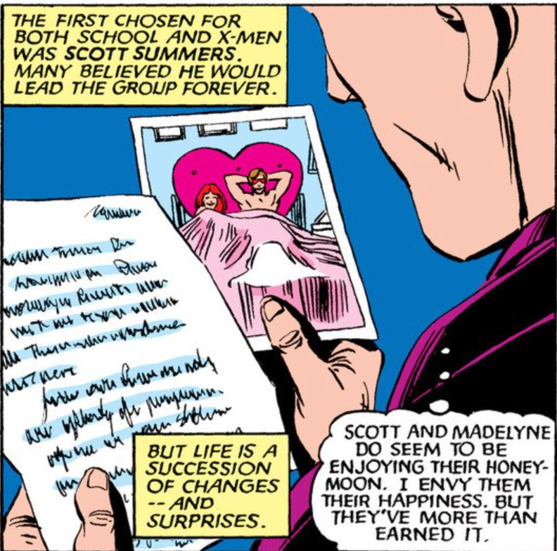 CSmartass_'s tweet photo. Why did Scott send Xavier a photo of him and Madelyne naked in bed, is Scott stupid? https://t.co/JhTIZVlcGQ
