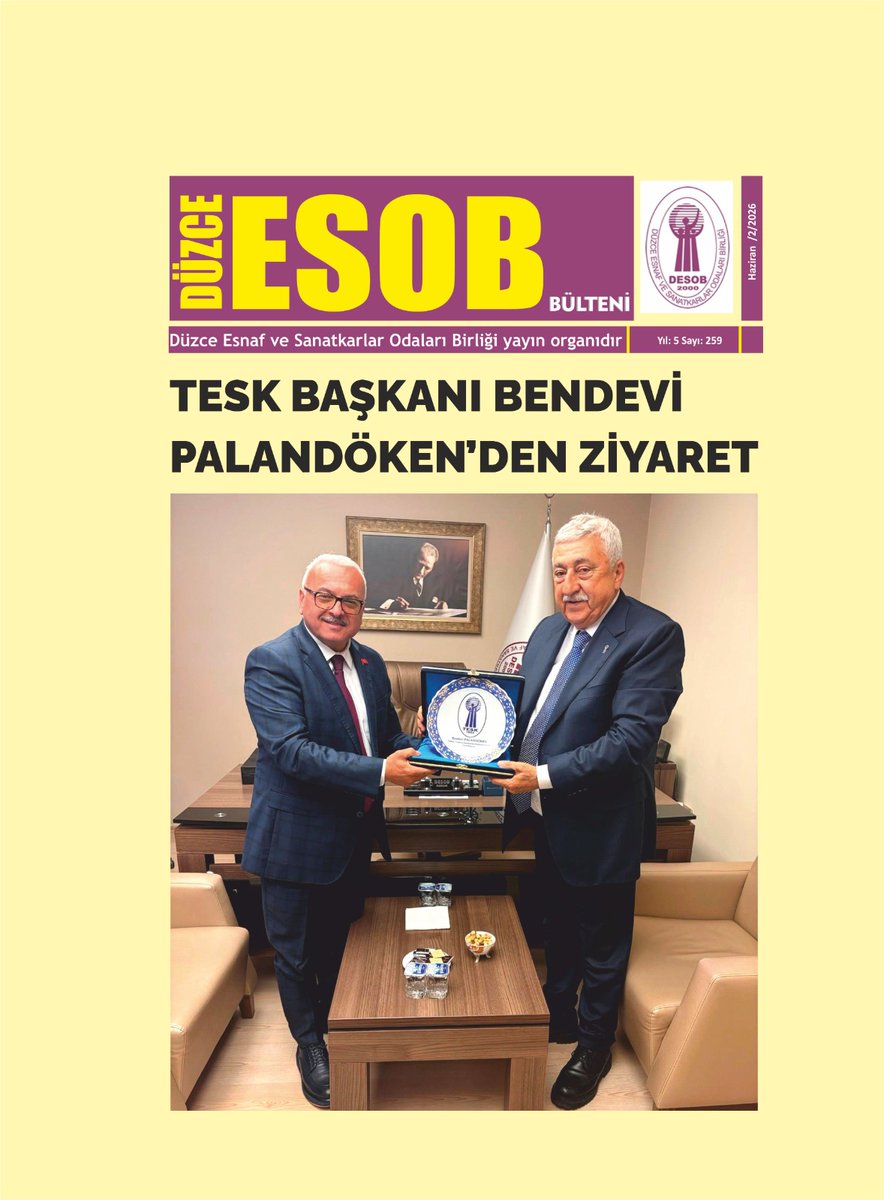 duzceesob's tweet photo. DESOB BÜLTENİ 259. Sayı
TESK Başkanı Bendevi Palandöken’ den Ziyaret
Bültenimize sitemiz üzerinden ulaşabilirsiniz.

https://t.co/RqPtny0jqU 
#AzizYıldırım https://t.co/A5smteWtG9