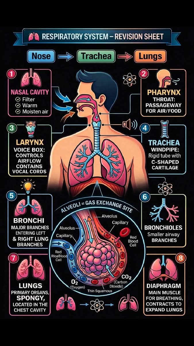 wiliam23820a's tweet photo. 🫁 Breathing is life — and your lungs never take a day off.
Quick revision. Clean knowledge. Strong basics. 📚✨

Follow for more updates 👇
@wiliam23820a

#RespiratorySystem #Biology #ScienceFacts #StudyNotes https://t.co/rToPUEL5PA
