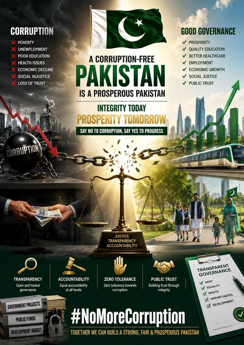 Awaz_e_Badin's tweet photo. کرپشن کسی ایک ادارے کا مسئلہ نہیں، یہ پوری قوم کے مستقبل کا مسئلہ ہے۔

جب حق بکتا ہے تو انصاف مرتا ہے، اور جب انصاف مرتا ہے تو ترقی رک جاتی ہے۔

آئیں ایک ایسے پاکستان کے لیے آواز اٹھائیں جہاں کامیابی کا معیار صرف قابلیت اور محنت ہو۔

#NoMoreCorruption https://t.co/oryJcpOMr6