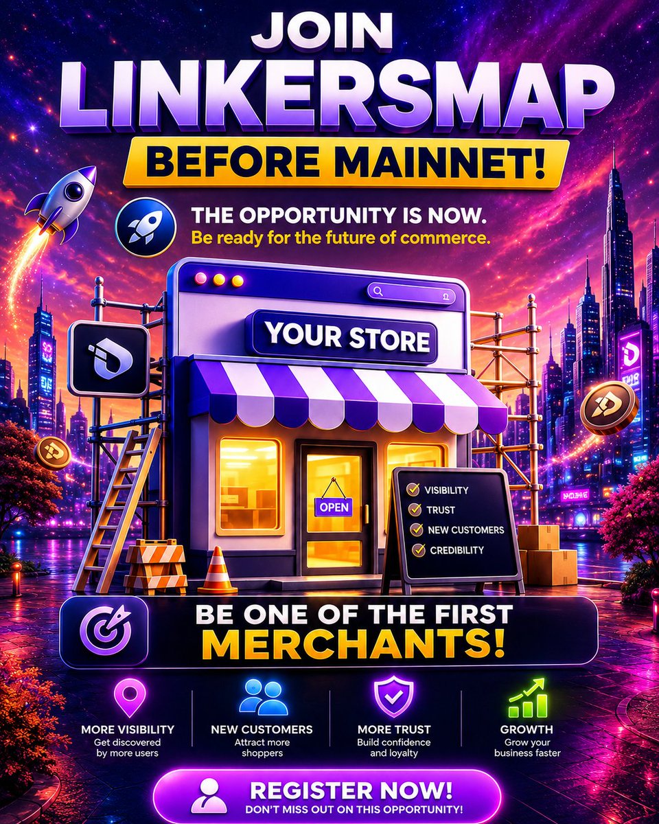 shiva3336's tweet photo. 🚀 Be early. Be visible. Be ready for the future of digital commerce.
Join LinkersMap before Mainnet and position your business for greater visibility, stronger trust, and accelerated growth.
#InterLink #ITLG #ITL
#LinkersMap #Mainnet #Web3Commerce #CryptoAdoption https://t.co/LCtPVy6xm8