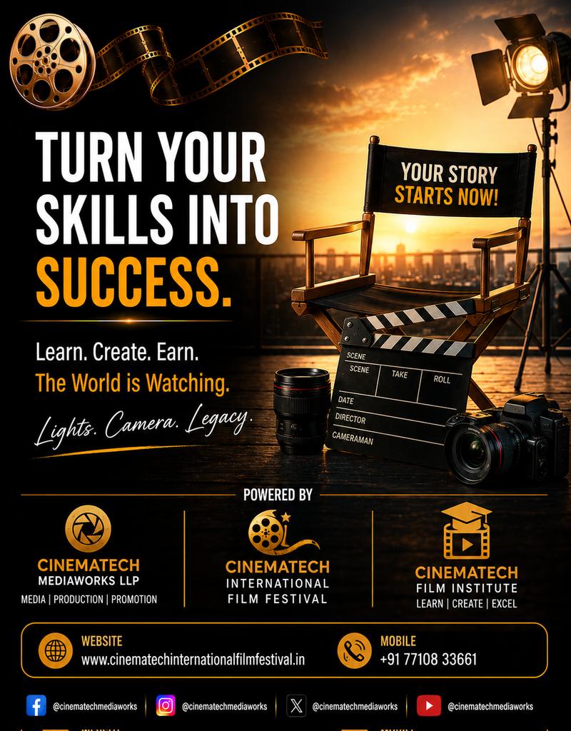 Cinema4S's tweet photo. Creativity is powerful. Skills make it profitable.

From storytelling &amp; direction to editing, cinematography and content creation, filmmaking can become a real career, not just a passion.

At Cinematech, we help creators learn, build portfolios and prepare for the industry. https://t.co/oY3FuvYz00