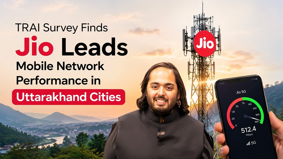 NewsKiDuniya6's tweet photo. Jio tops the TRAI survey for mobile network performance across Uttarakhand cities! With faster speeds, stronger coverage, and reliable connectivity, Jio continues to set the benchmark for mobile networks. 
`#Jio #TRAI #Uttarakhand #5G #MobileNetwork #Telecom #DigitalIndia https://t.co/JXJaSY9R9P
