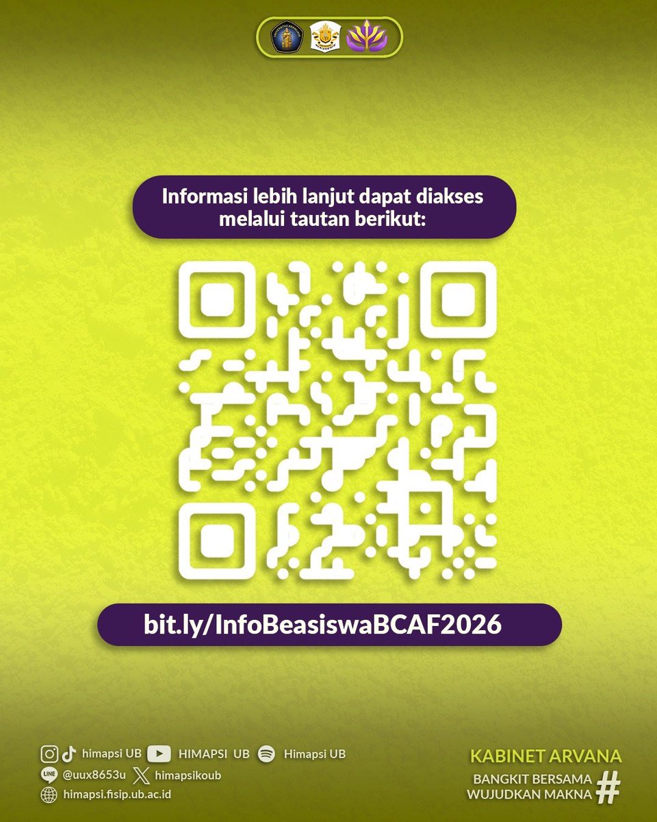 himapsikoUB's tweet photo. 📌 Beasiswa ini dapat diikuti oleh mahasiswa aktif minimal semester 4 dan maksimal semester 6 untuk program S1/D4 semua jurusan.

Jangan sampai terlewatkan, ya! 

Narahubung: 
OA LINE Himapsi (ID: @uux8563u) https://t.co/dDeEY4e4kj