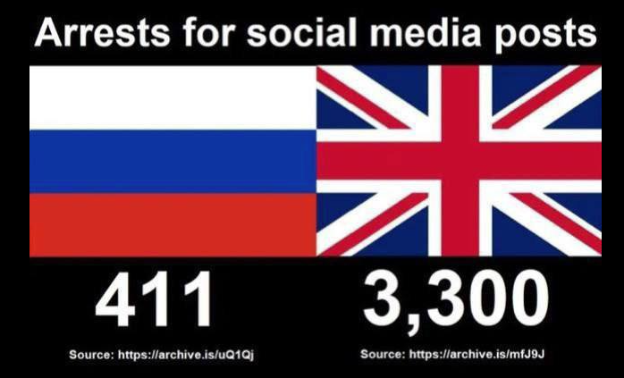 BasedAF1776X's tweet photo. @RadioGenoa Kier Wanker is worse than Putin when it comes to arresting people for disagreeing online. https://t.co/qYDR27AKua