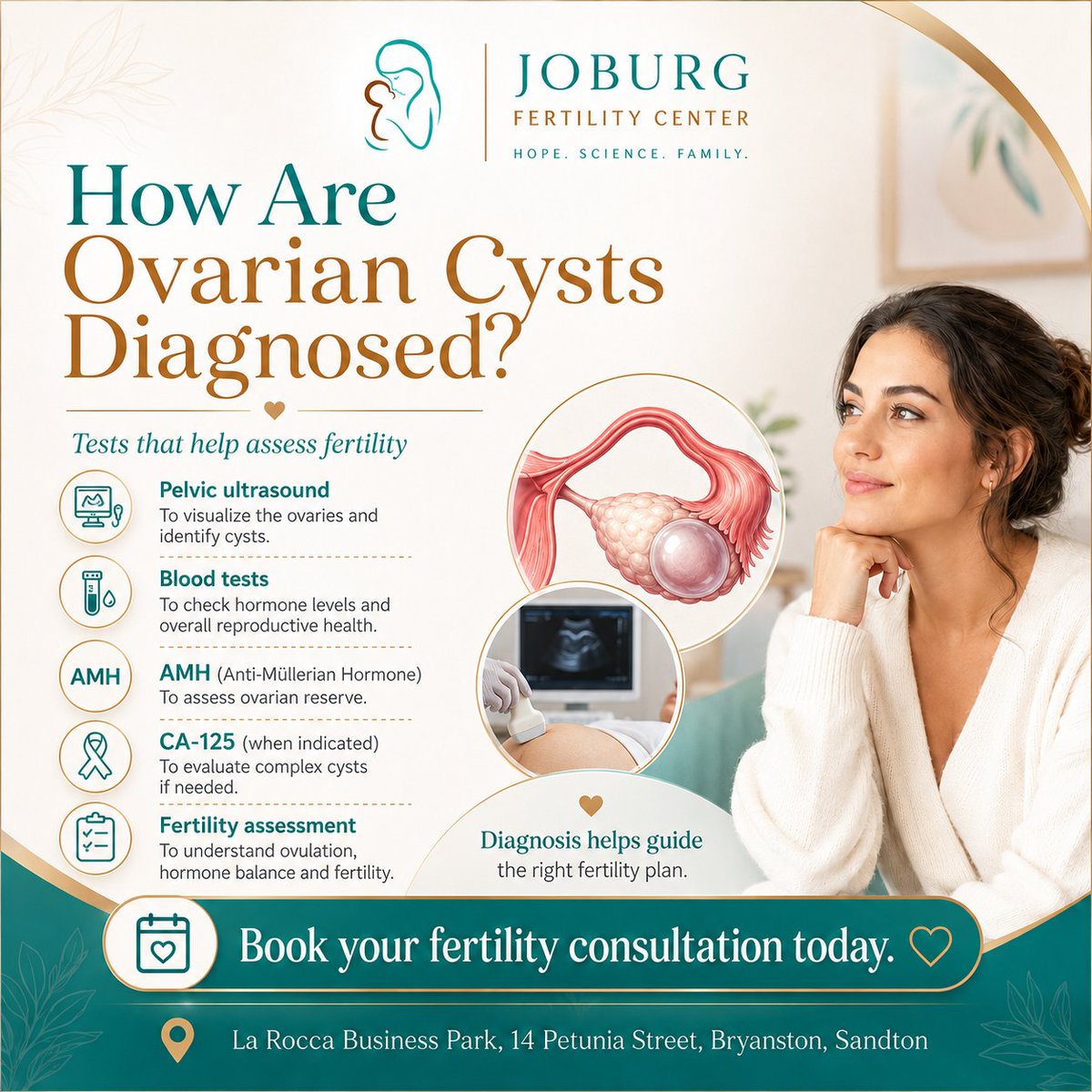 JabulaniMo44235's tweet photo. Early diagnosis can help prevent complications and support your reproductive health.

📅 Book your consultation today for a comprehensive assessment and expert guidance on your fertility journey.

#OvarianCysts #InfertilityAwarenessMonth #FertilityHealth #WomensHealth #ReproductiveHealth #FertilityAwareness