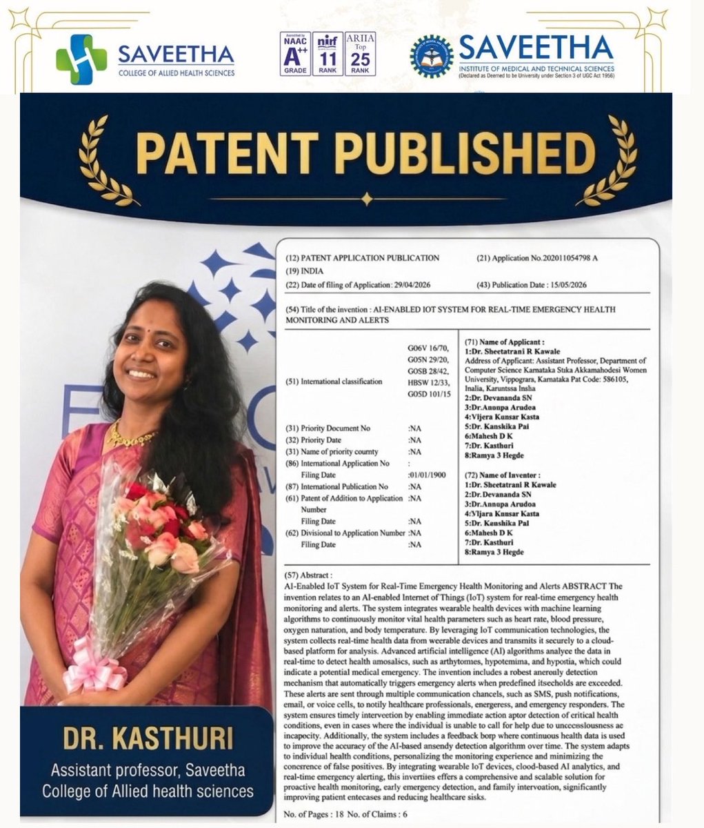 SCAHSOfficial's tweet photo. Proud movement- Patent Published https://t.co/qmwFpgEFWl