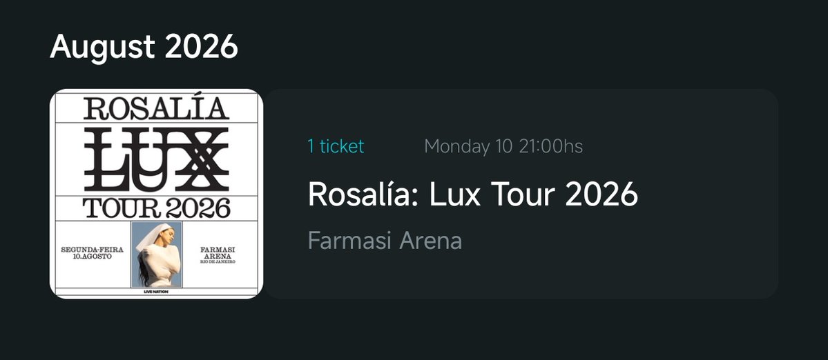 justmultistann's tweet photo. vendo/venda rosalia lux tour rio de janeiro 10/08 

* Meia estudante -  R$425,00
* Setor: cadeira n1
+
* Inteira - R$ 910
* Setor cadeira n1

vendendo pq não vou conseguir folga no serviço pra ir https://t.co/hxPYNje5gR