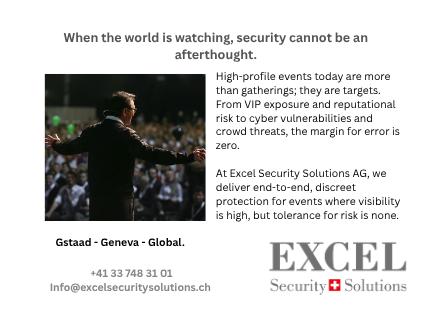 Excel_Sec_Sol's tweet photo. 🛡️When the world is watching, security cannot be an afterthought.

📩 DM us for a private consultation.
🌐 https://t.co/MUwJvNGunk
📧 info@excelsecuritysolutions.ch

#EventSecurity #ExcelSecuritySolutions
#PrivateEvents #SwissExcellence #CorporateSecurity https://t.co/uNoS5E0Wnb