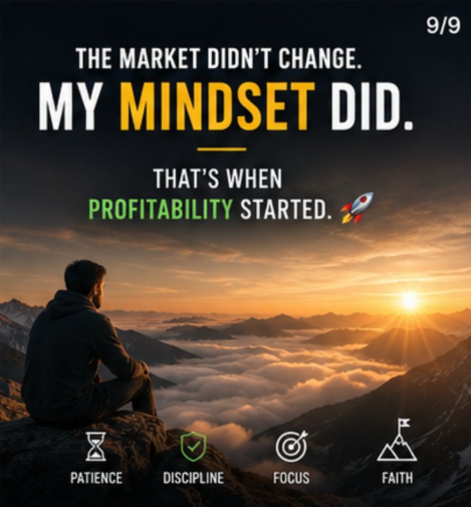 NuelAdamson's tweet photo. My Mindset Changed

The market didn't suddenly become easier. The charts didn't change. What changed was my mindset, discipline, and approach. That's when profitability truly began.

What's the biggest lesson trading has taught you? Let me know below. 👇📈 https://t.co/On5Q96CvMG