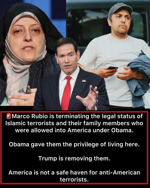 ScaryEurope's tweet photo. 🚨BREAKING: Marco Rubio is terminating the legal status of Islamic terrorists and their family members who were allowed into America under Obama.
Obama gave them the privilege of living here.
Trump is removing them.
Marco Rubio:
“Masoumeh Ebtekar - also known as “Screaming Mary” - was the spokeswoman for the Islamic terrorists who stormed the U.S. Embassy in Tehran in 1979 and held 52 Americans hostage for 444 days - subjecting them to beatings, starvation, and mock executions.
In 2014, the Obama Administration granted visas to her son and his family to enter the United States. In June 2016, the Obama Administration gave them lawful permanent resident status via the Diversity Immigrant Visa Program.
This week, I terminated their lawful permanent resident status and today, Seyed Eissa Hashemi, Maryam Tahmasebi, and their son are now in the custody of U.S. Immigration and Customs Enforcement pending their removal from our country.
Her family should never have been allowed to benefit from the extraordinary privilege of living in our country.
America can never become home for anti-American terrorists or their families - and under the Trump Administration, it never will.”