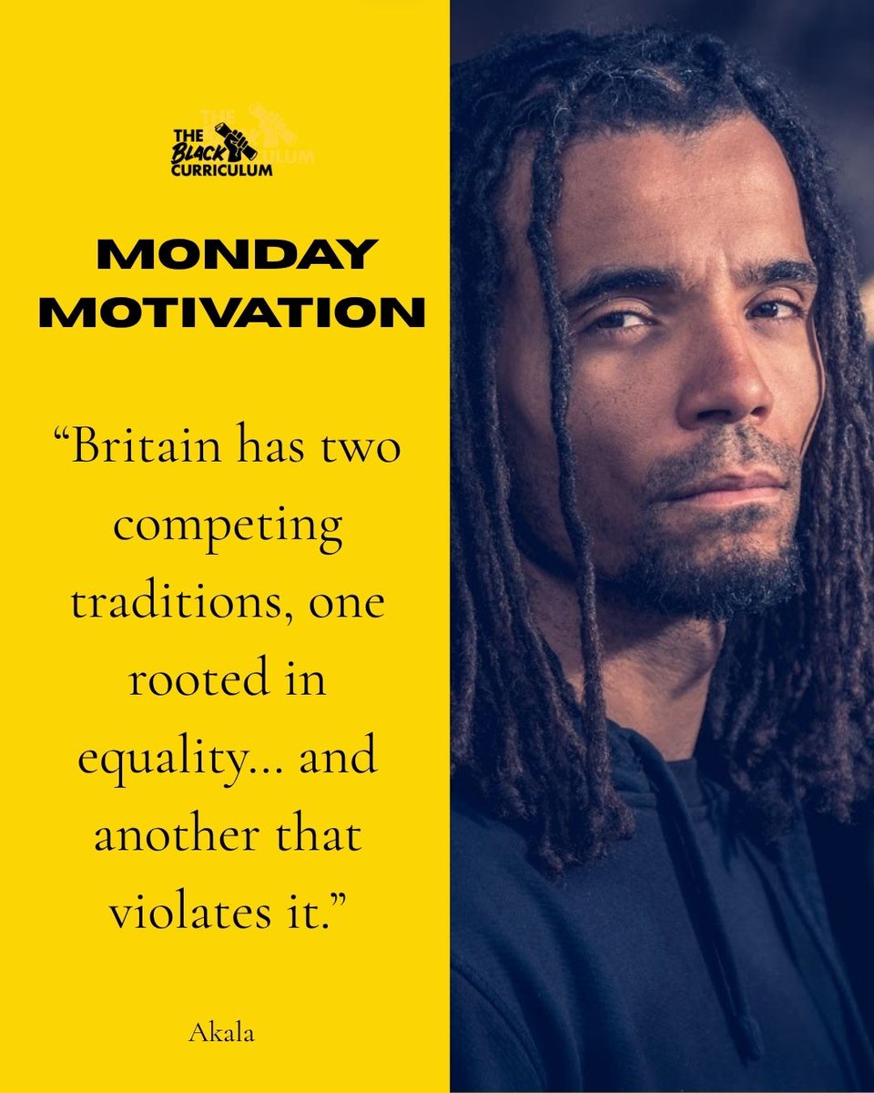 CurriculumBlack's tweet photo. This #MondayMotivation, we honour Akala, artist, educator, and cultural thinker whose work continues to challenge the histories we were taught to accept. 🌍

Through his writing, music, and public speaking, Akala reveals that the story of Britain cannot be separated from empire, race, and class. He reminds us that education is not neutral; it reflects power, perspective, and the stories that are too often left out.

His work pushes us to question what we’ve been taught, confront uncomfortable truths, and recognise how deeply inequality is rooted in both history and the present.

Akala’s voice urges us to see that Black history is not an add-on; it is foundational, interconnected, and essential to understanding the world around us.

His legacy is one of clarity, courage, and truth-telling; reshaping how we learn, think, and engage with history.

#TBH365 #AntiRacismInEducation #Akala #DecoloniseEducation #BlackBritishHistory #TheBlackCurriculum #EducationMatters