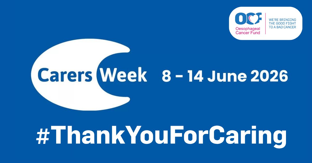 OesophagealCF's tweet photo. Carers Week 2026 - #ThankYouForCaring
This week, we celebrate the incredible family carers who provide unwavering support, comfort, and strength to loved ones living with oesophageal cancer.

Visit https://t.co/hdVkJs6GzB for info and resources.

#CarersWeek2026  #OCFbyyourside https://t.co/jKkJOuW0ks