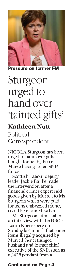 AgentP22's tweet photo. If a fraudster buys you a gift with stolen money, you don’t get to keep the proceeds. 

Why should Nicola Sturgeon be any different? https://t.co/WLiMF890WV