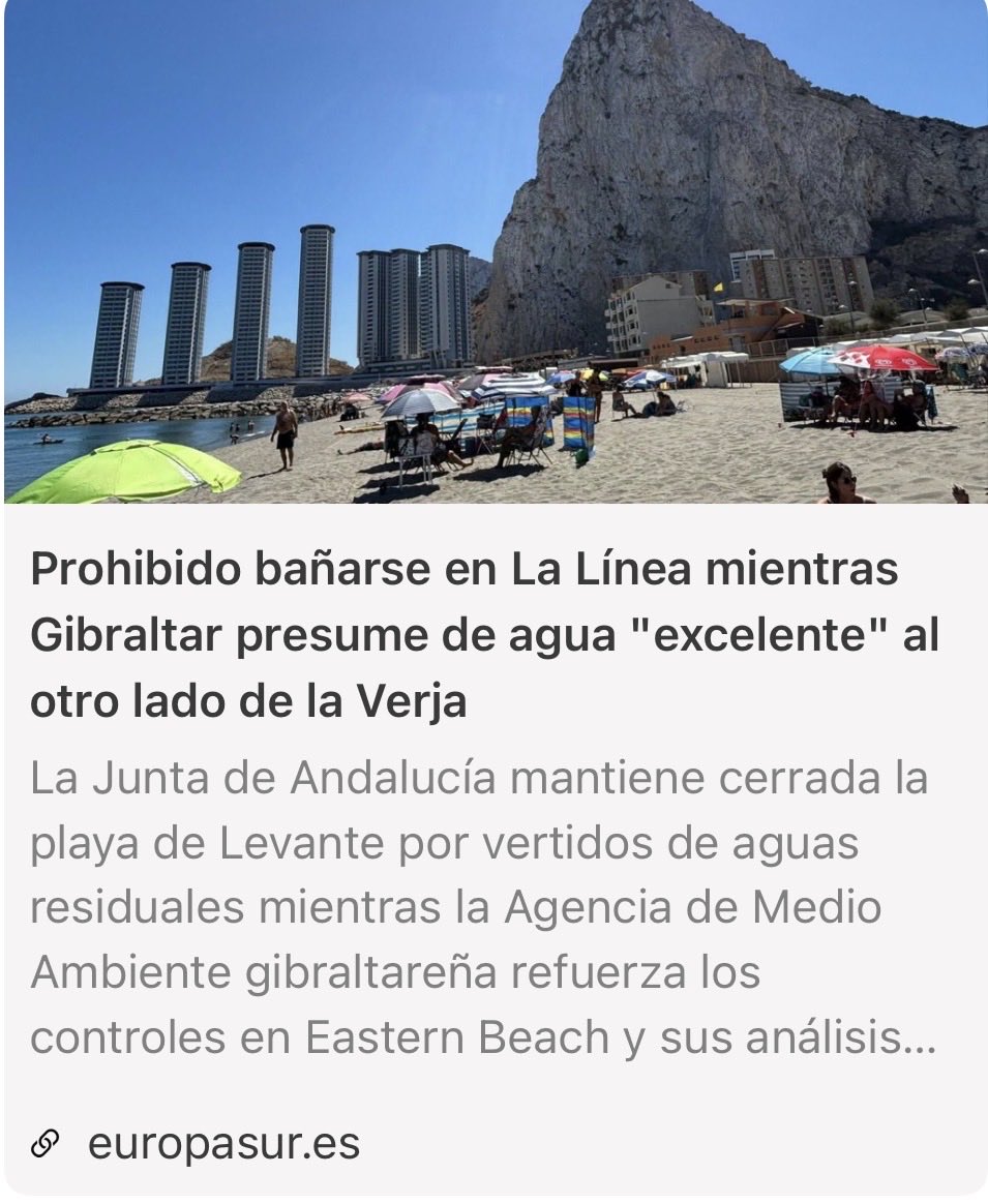 Noeliacampr's tweet photo. A los vecinos de La Línea les prohíben bañarse, mientras Gibraltar continúa vertiendo aguas residuales al Mediterráneo.
Menos sumisión a Gibraltar y más defensa de nuestras costas.
En VOX nuestra prioridad son los nuestros. https://t.co/dazYRO0RN3