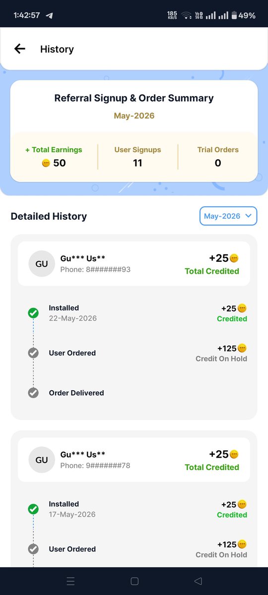 HellForHim's tweet photo. @GetSmytten Tell me one thing, we do get 25 bucks on each referral right? There must be a limit monthly but what is this behaviour that even on 11 successful referrals I only received 25 bucks for 2 refers only? 
This month i referred 4 people but only received 25 bucks for 1? https://t.co/whNS86IHea