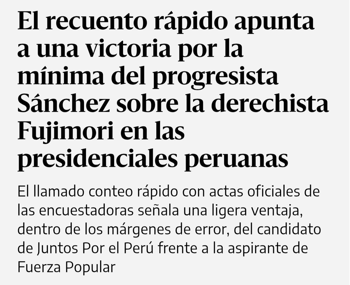 redrobot_64's tweet photo. A ver... ¿En qué quedamos? Tiene ventaja Juntos por el Perú o la nazi Keiko (ya que es japonés, se pronuncia keeko)? Porque en la portada sale una cosa (lo que remarqué), luego entras en la noticia y sale otra. 🤷‍♂️ https://t.co/qwoYDq7XhI