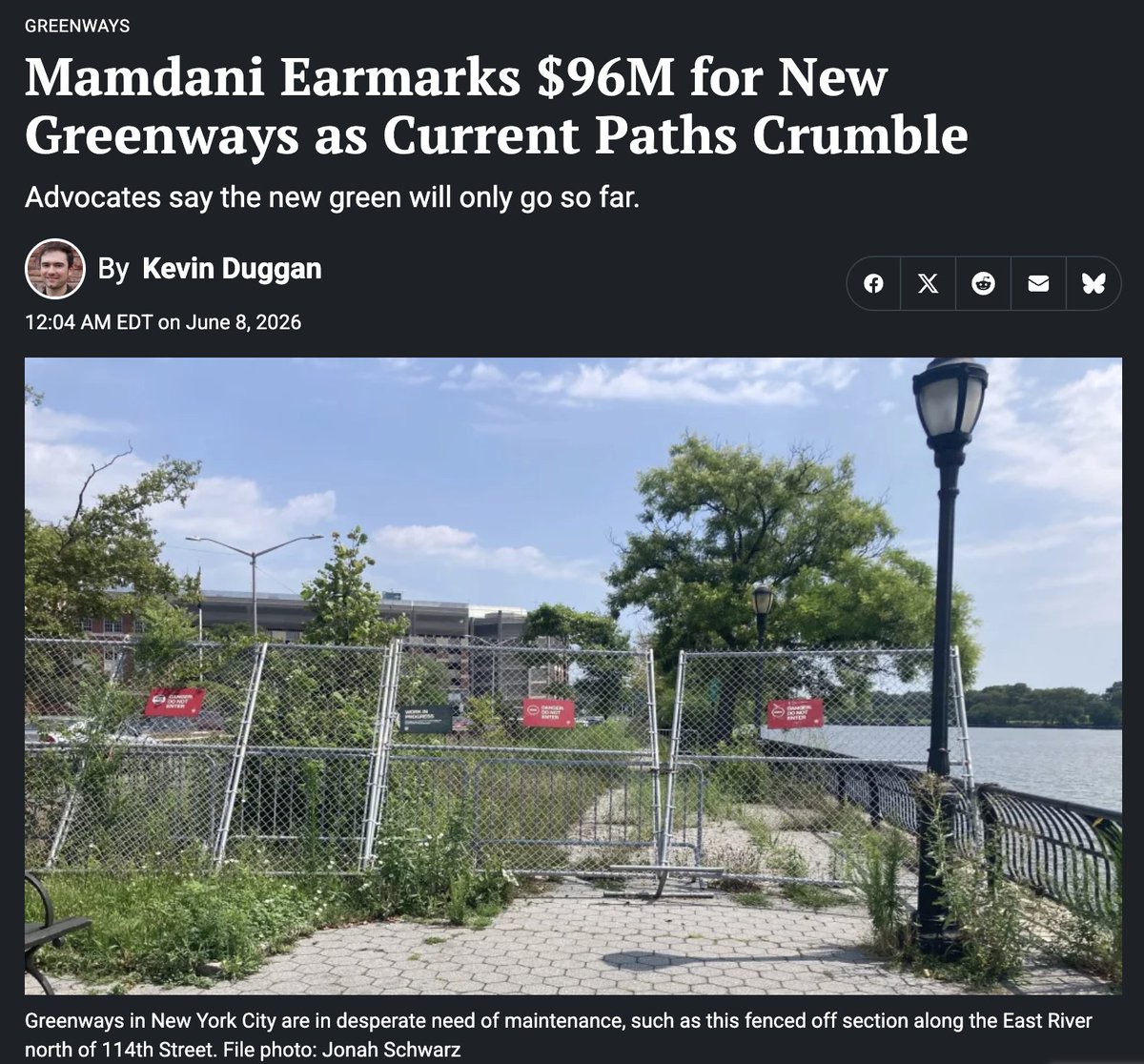 TransAlt's tweet photo. This dedicated funding for greenways is a good start. With the necessary process reforms, the money will go further and faster. https://t.co/4uTJ3qSbpP