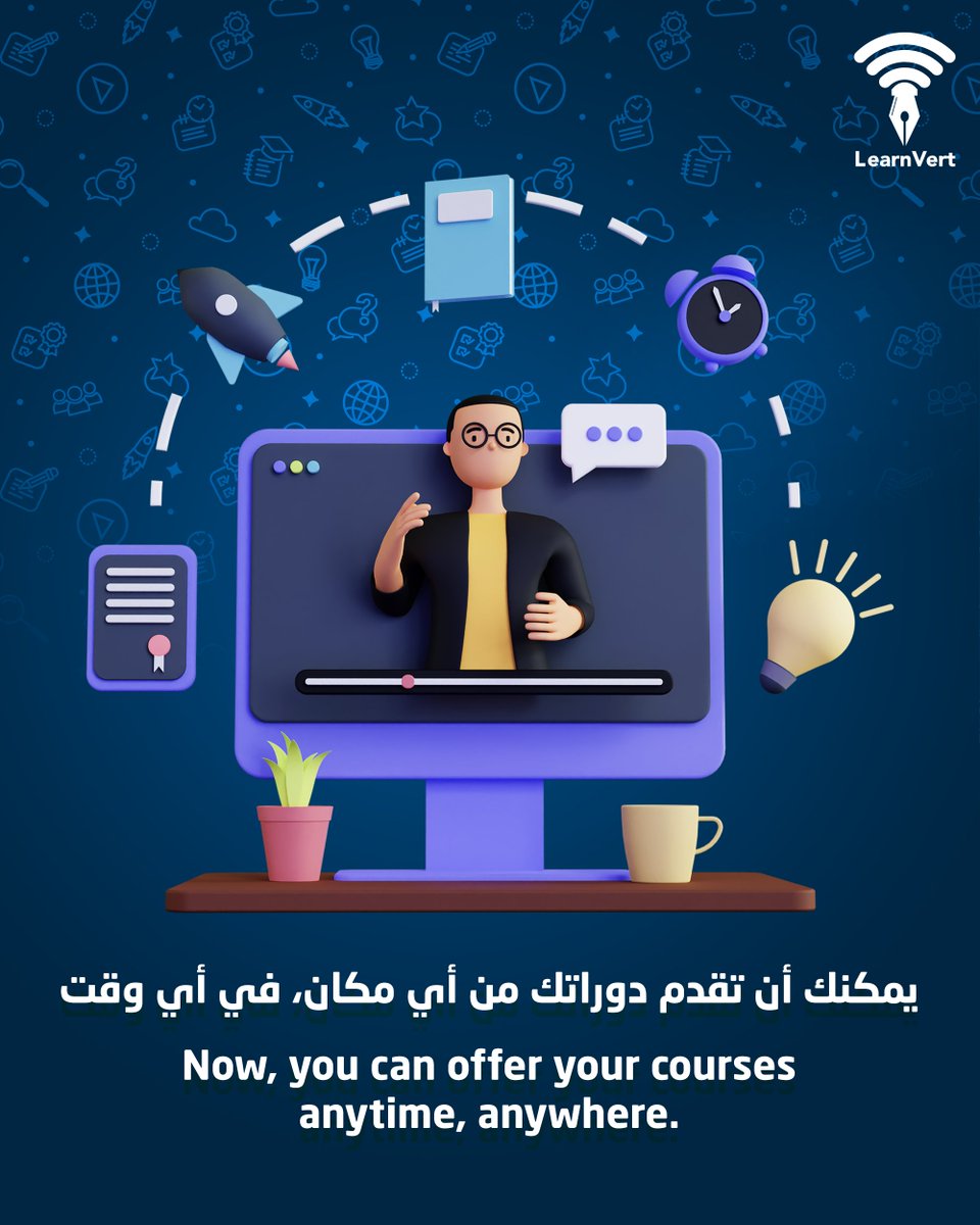 LearnVert's tweet photo. هل لديك مهارة تستحق أن يتعلمها الآخرون؟

في LearnVert نساعدك على إطلاق دورتك بسهولة من إنشاء المحتوى إلى التسجيل والشهادات.

ركز على التعليم واترك لنا الجانب التقني.

ابدأ الآن:
 https://t.co/8xrQjIGVQs
#LearnVert #التعليم_الإلكتروني #التدريب https://t.co/tExAhFxkWA